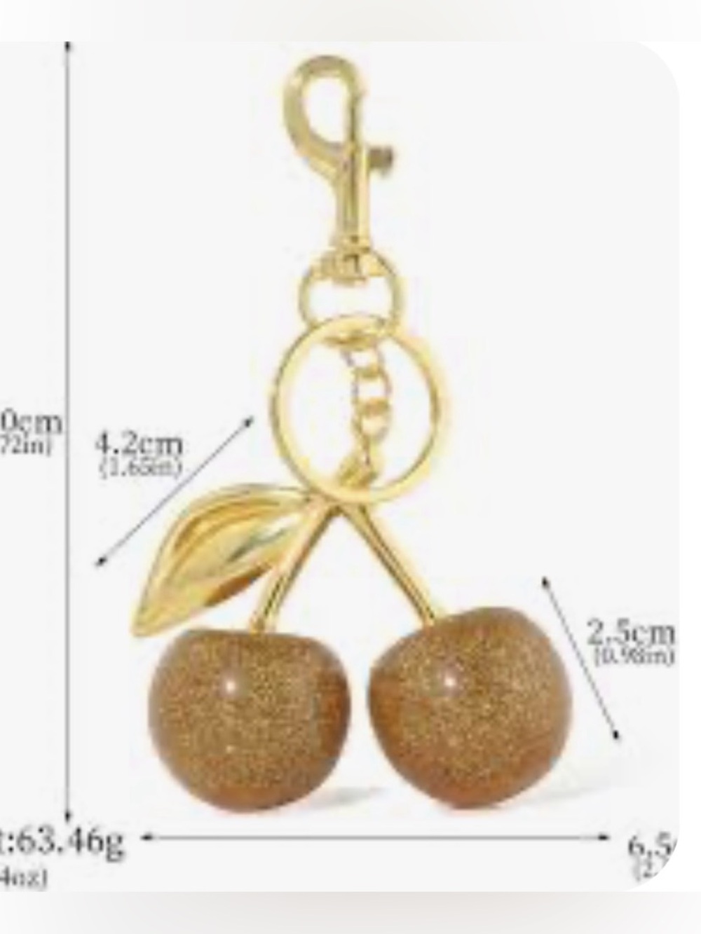 nOir Jewelry Gold Glitter Cherry Bag Charm/Keychain-nOir Pink & White Scrunchies - Picture 7 of 7